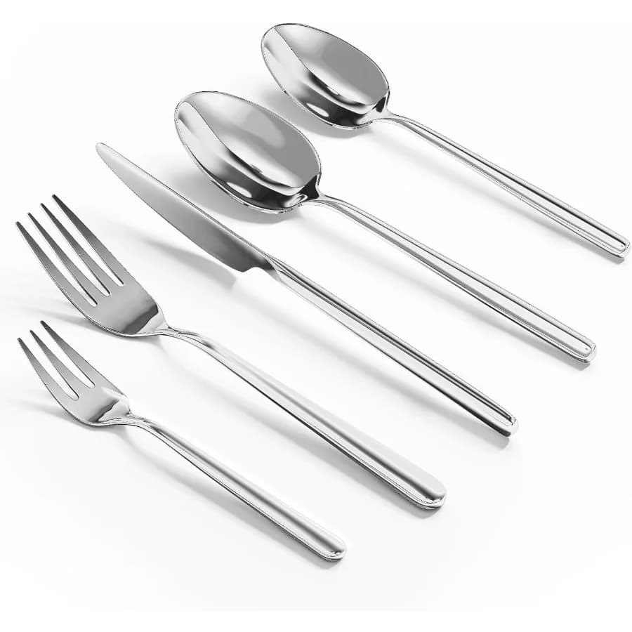 Oval 20Piece Silverware Set Forged Stainless Steel Flatware Set with European Design Mirror Polish Modern Cutlery Set Service f