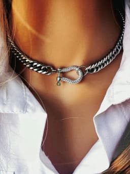 1PC A Women's Stainless Steel Chain Necklace With A Horseshoe Style Buckle, Exquisite and unique Horseshoe Necklace,For Daily W