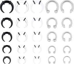 Septum Stretcher Set Stainless Steel Acrylic Tapers Pinchers for Women Men Round Septum Piercing Jewellry 14G-6G Ring Kit