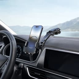 Car Phone Holder 360 Degree Rotation Dashboard Windshield Mount Universal Phone Stand Folding Car Bracket No Blocking Display Charging Port GPS Navigation
