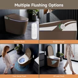 Brown Smart Tankless Toilet 1.28 GPF Dual-Flush Auto Flush Heated Seat Bidet Warm Wash Dryer Auto Open Soft-Close Sterilization