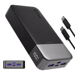 JUOVI Power Bank 65W 20000mAh Laptop Portable Charger, PD QC Fast Charging External Battery Pack for MacBook iPad Tablet iPhone