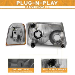 Pair Headlights Assembly For 2001-2011 Ford Ranger Chrome Headlamps w/o Bulbs
