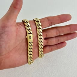 14K Gold-Plated Cuban Necklace Miami Cuban Link Chain 6-14mm Stainless Steel Technology Anti-Rust Colorfast Waterproof Anti-Friction The Best Gift for Men and Women Men's Jewelry