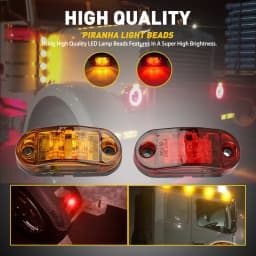 10Pcs Red/Amber Light Side Marker Lights Truck Trailer Turn Signal Light For Car Trucks Van Caravans Super Bright
