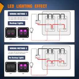 Nilight 4 Gang Rocker Switch Panel with Purple LED Light 5 Pin On Off Pre-Wired Aluminum Toggle Switches Waterproof for 12V/24V Cars Marine Boats ATVs Trailers RV Trucks