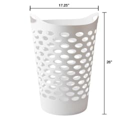 Plastic Round Laundry Hamper, White, with Carrying Handles