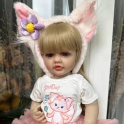 BZDOLL 55cm Full Body Soft Vinyl Baby Reborn Stand Doll Blonde Lifelike 22in Princess Toddler Art Toy Birthday Gift for Children