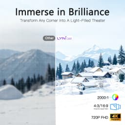 LYNCast Smart Projector with Android 14.0 & WiFi 6, 4K Support, Wireless Screen Mirroring X1, Perfect for TV Series, Movies, Gaming, Anime, Sports, K-Dramas, Concerts