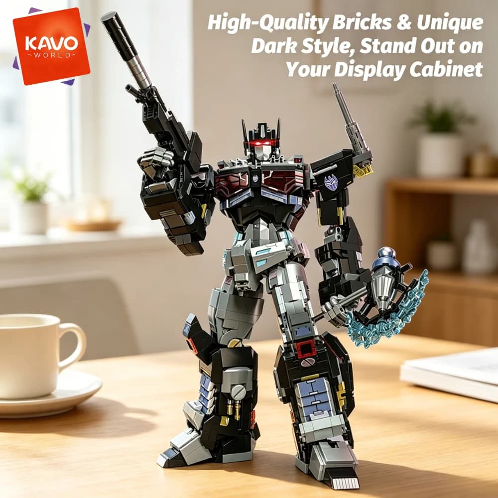 KAVOWORLD 2045PCS Dark Mecha Robot Building Blocks Set Large Scale Posable Robot Model High Quality Construction Toy DIY Assembly STEM Project Home Office Decoration Gift for Robot Enthusiasts Teenagers and Adults