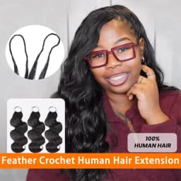12A Knotless Pre Separated Body Wave Feather Crochet Human Hair Real Hair Extensions For Braiding Twist Feather Line For Women Extensions Wigs Miracle Knots Braiding Hair Extensions Materials Bouncy Water Waves Crochet Human Hair Body Wave Promotional