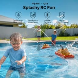 Remote Control Boat for 8-12, 15 km/h High Speed RC Boat with Water Spray, Up to 40 Min Run Time with 2 Batteries, Low Battery