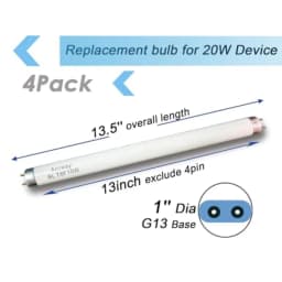 13'' BL T8 F10W Replacement Bulbs for Liba, Aspectek Black Blue Lighting Tube, 10Watt Linear F10T8/BL Fluorescent Lamps for 20W