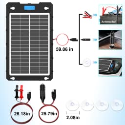 Portable 7.5W/12W Solar Battery Maintainer Trickle Charger, 12V Solar Charger for Car Motorcycle Boat RV Batteries Maintenance