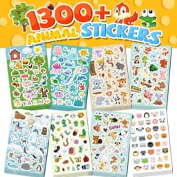 Stickers for,1300+ Cute Animals Water Bottle Sticker, 8 Sheets of Stickers with Different Theme Scrapbooking for Classroom, Chr