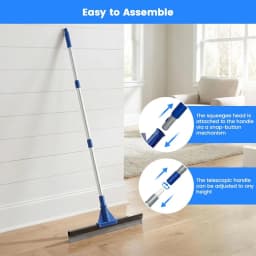 17.5" Heavy Duty Floor Squeegee for Concrete, Tile & Glass, with Adjustable Long Handle, Streak-Free Cleaning Tool