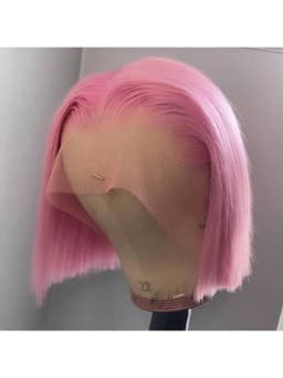 200 Density Pink Bob Lace Front Wigs Human Hair Wigs For Women 13X4 HD Transparent Straight Lace Front Wigs Human Hair Bob Wig Pre Plucked Glueless With Baby Hair Bleached Knots Brazilian Pink Colored Short Bone Straight
