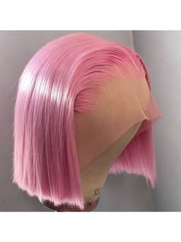 200 Density Pink Bob Lace Front Wigs Human Hair Wigs For Women 13X4 HD Transparent Straight Lace Front Wigs Human Hair Bob Wig Pre Plucked Glueless With Baby Hair Bleached Knots Brazilian Pink Colored Short Bone Straight