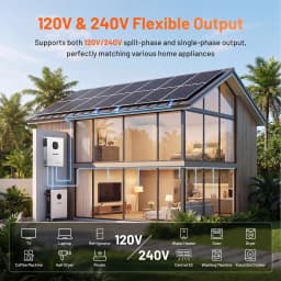 Humsienk 48V 12KW/8KW 3-in-1 Solar Hybrid Inverter, Dual MPPT, 120V/240V Split/Single Phase, 12kW Pure Sine Wave Output, Safety Protections, With USB/RS485/CAN, LCD Display & Remote Monitoring For Off-Grid System