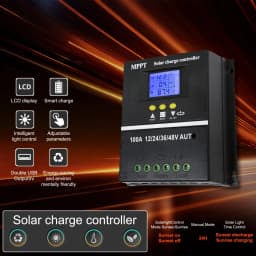 100A Solar Charge Controller Tools 12V 24V 36V 48V Battery PV Regulator US Stock Auto Voltage Match Multi Protection For Lead Acid Lithium Battery RV Home Boat Off Grid Solar Power System Durable Safe Solar Control Accessory