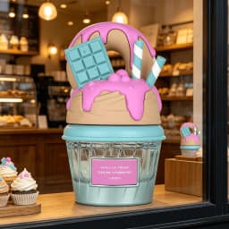 Lattafa Vanilla Freak Give Me Gourmand Eau de Parfum Long Lasting Sweet Rich Vanilla Cream Chocolate Dessert Fragrance Women Perfume Cute 3D Donut Ice Cream Cup Bottle Turquoise Gourmand Scent Birthday Holiday Gift for Ladies