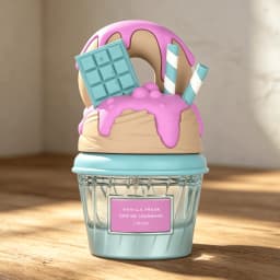 Lattafa Vanilla Freak Give Me Gourmand Eau de Parfum Long Lasting Sweet Rich Vanilla Cream Chocolate Dessert Fragrance Women Perfume Cute 3D Donut Ice Cream Cup Bottle Turquoise Gourmand Scent Birthday Holiday Gift for Ladies