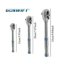 3 Pieces 1/2" 3/8" 1/4" 100-Tooth Quick-Release Ratchet-Wrench Set And 3 Pieces 12" Locking Pliers Set - Straight/45°/90° Angled Jaws for Hard-to-Reach Gripping & Clamping