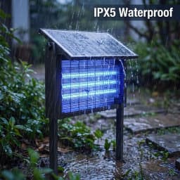 Solar Bug Zapper Outdoor IPX5 Waterproof UV Blue Light Mosquito Killer Lamp Auto Light Sensor Solar Powered Insect Fly Trap for Garden Farm Patio Yard Camping