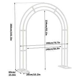 260CM Tall White Wedding Arch Stand Metal Backdrop Garden Arch Frame Pergola Stand Pergola Venues Party Decoration