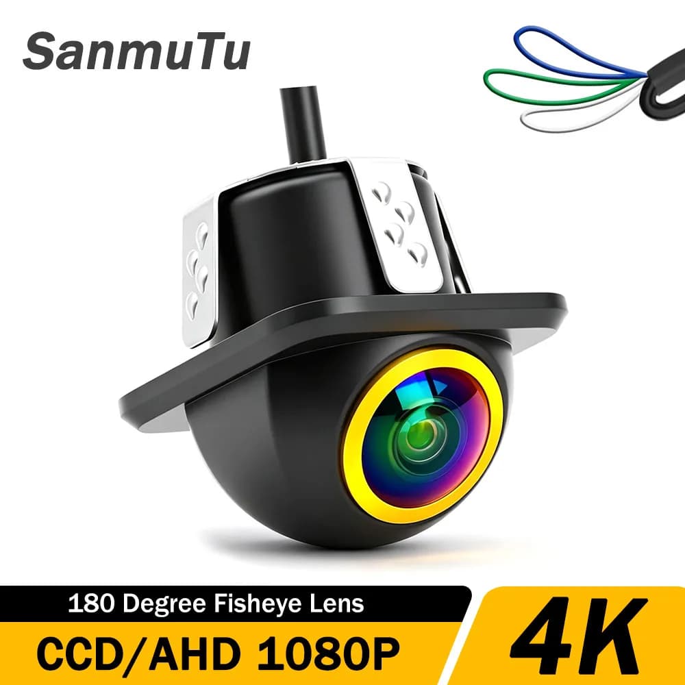 CCD AHD 1080P Backup Camera 180 Degree Golden Fisheye HD Night Vision Rear View Camera 12V Front View Punching Embedded Camera