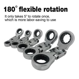 5pcs SAE Dual Flex Head Ratcheting Wrench Set, Double Box End, Flex-Head, Stubby SAE Combination Wrench Set