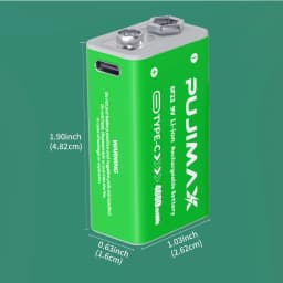 PUJIMAX USB 9V Rechargeable Battery 4600mWh Type-C Rechargeable 6F22 9V Li-ion Battery for RC Helicopeter Model Multimeter Toy
