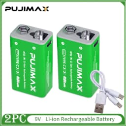 PUJIMAX USB 9V Rechargeable Battery 4600mWh Type-C Rechargeable 6F22 9V Li-ion Battery for RC Helicopeter Model Multimeter Toy