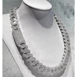 Iced Out 15mm Men's Miami Cuban Link Necklace Hip Hop Cubic Zirconia Bling Prong Cuban Chain