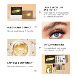 Lash and Brow Lift and Tint Kit Eyelash Perm Salon or Home Use Long Lasting Lakerain Cosmetics Makeup Ues for Salon Home