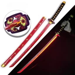 40inch Glow Demon Slayer Katana Kimetsu Tanjirou Cosplay Prop Sword Real Size Japanese Katana Led Lightsabre Samurai Toy Gift