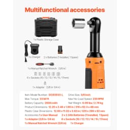 SucceBuy Cordless Ratchet Wrench Battery Powered Electric Wrench Set with Batteries Charger Sockets Adaptor and Carrying Case