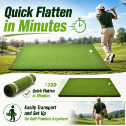 5x4ft Golf Hitting Mat with Balls and Tees Complete Practice Training Aid for Outdoor Indoor Use Heavy Duty Artificial Turf for Backyard Chipping Garage Driving Range Simulator Shock Absorbing Anti Slip Base