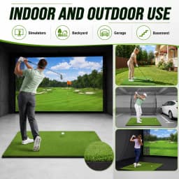 5x4ft Golf Hitting Mat with Balls and Tees Complete Practice Training Aid for Outdoor Indoor Use Heavy Duty Artificial Turf for Backyard Chipping Garage Driving Range Simulator Shock Absorbing Anti Slip Base