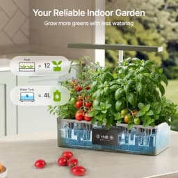 Hydroponics Growing System Kit for home kitchen use, black ABS plastic, black color, 24W dimmable grow light with timer and loc