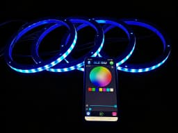 4PCS Universal 6.5in RGB LED Speaker Ring Lights Bluetooth APP & Remote Control Waterproof Audio Lighting Kits