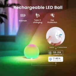 3-inch Rechargeable LED Ball Lights, Sphere Night Light with 16 Colors, 4 Modes, Color Change Mood Lighting, Waterproof Floatin
