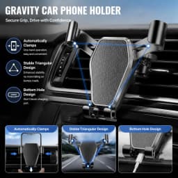 Navigation Gravity Car Phone Holder Air Vent Clip Mount Universal Car Bracket Auto Lock Anti Shake Hands Free Cradle Cell Phone GPS Stand Support for Samsung All Phones 360 Degree Rotation Adjustable Fits Most Cars