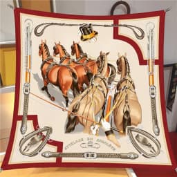 90CM Twill Silk Scarf Luxury Branded Horse Printed Square Scarves Women Hijabs Bandana Foulard Neckerchief Head Scarves