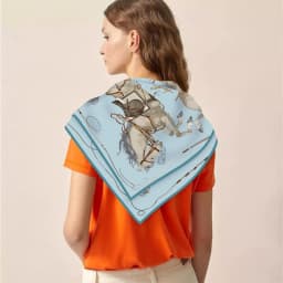 90CM Twill Silk Scarf Luxury Branded Horse Printed Square Scarves Women Hijabs Bandana Foulard Neckerchief Head Scarves