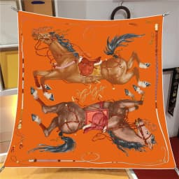 90CM Twill Silk Scarf Luxury Branded Horse Printed Square Scarves Women Hijabs Bandana Foulard Neckerchief Head Scarves