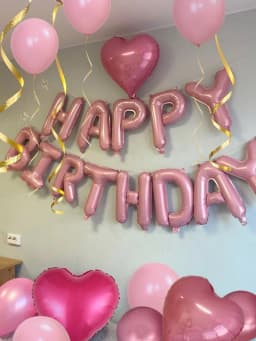 49pcs Pink Birthday Balloon Set, Includes 16 Inch Pink Birthday Decor, Heart Shaped Balloons & Metallic Pink Balloons, Suitable For Birthday Party, Baby Shower, Wedding, Bridal Shower, Photo Booth Backdrop, Anniversary, Home Decoration