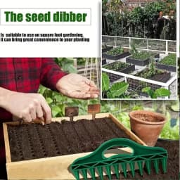 12-Hole Seed Planter Tool for Raised Beds & Pots - Fixed-Spacing Garden Dibber, Hand-Depth Control (Solid 190g)