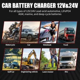 AeternaSol 12V 20A Heavy Duty Smart Trickle Charger Intelligent Pulse Repair Desulfator Battery Maintainer For Automotive Marine RV Tractor Lead Acid Lithium Batteries Full Auto Multi Stage Charging