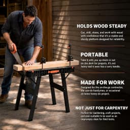 Folding Workbench & Sawhorse, 2-in-1 Portable Work Table with 300lbs Capacity, Heavy-Duty Support Stand, Large 35" Work Surface for Garage Workshop Jobsite